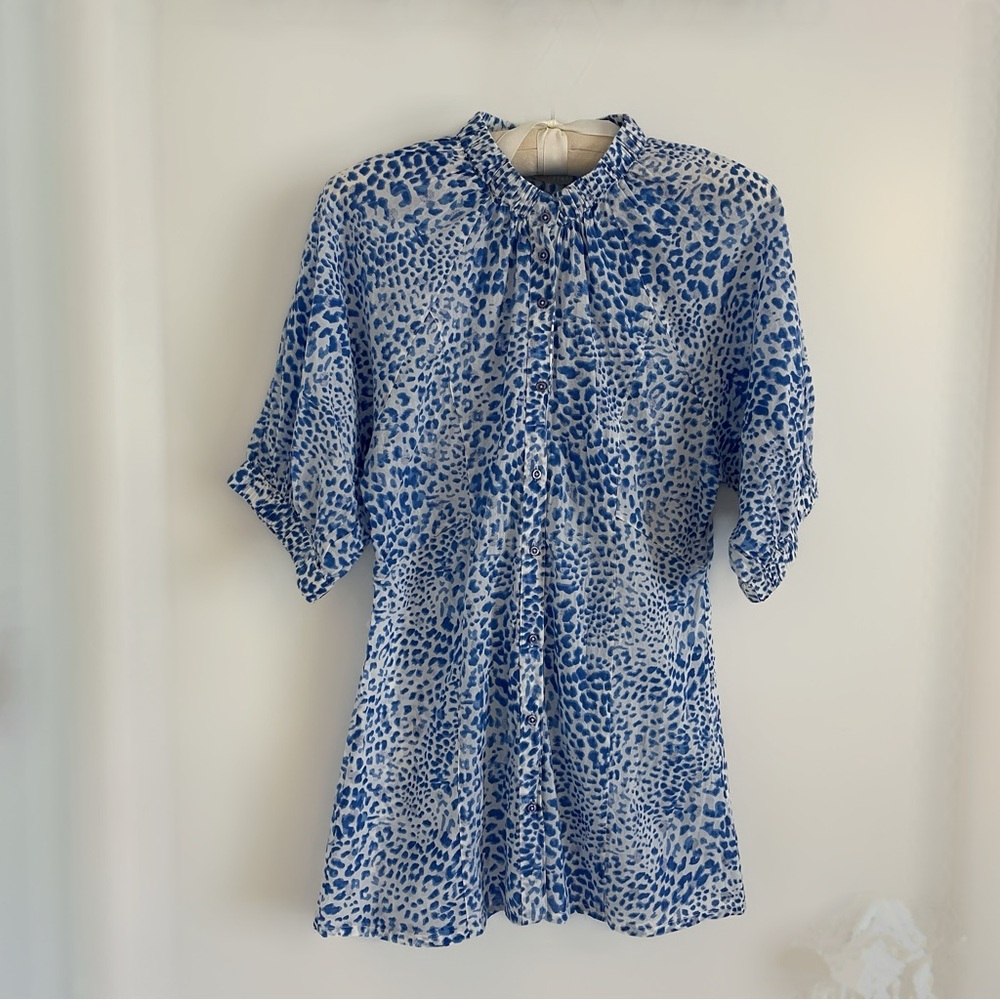 Lola Australia blue and white print blouse size XS